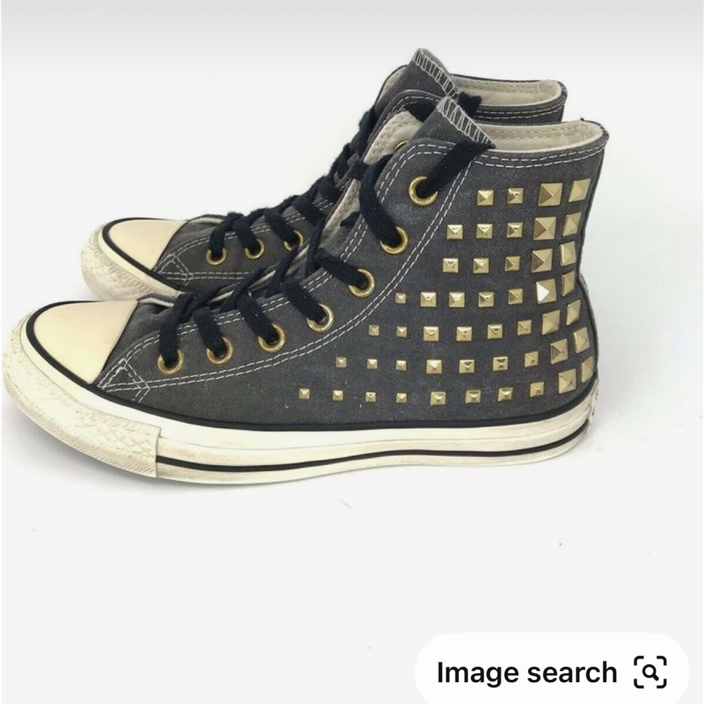 Grey studded height top converse Grunge Y2K Whimsigoth